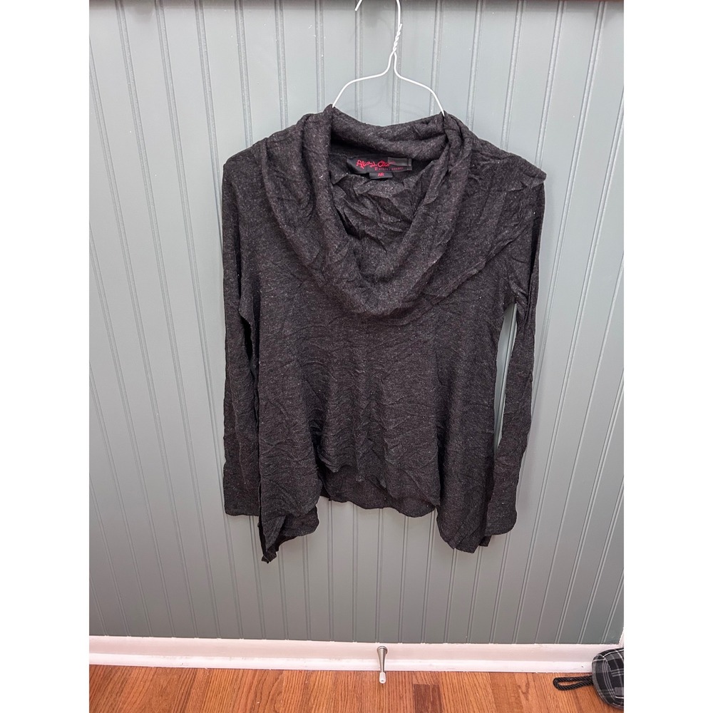 Alice and Olivia AIR Charcoal‎ Grey Cowl Neck Asymmetrical Knit Sweater Small
